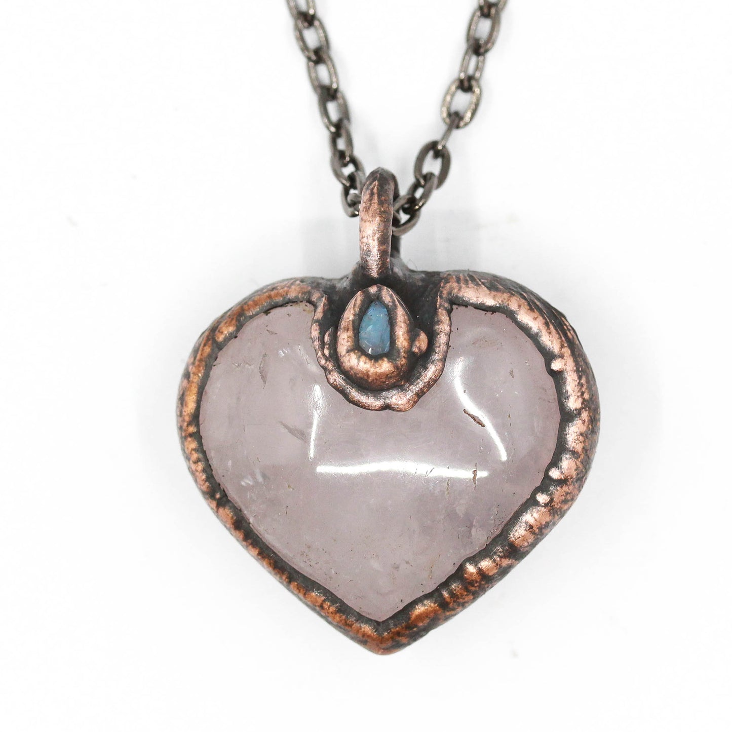 Rose Quartz & Moonstone Love Heart Necklace