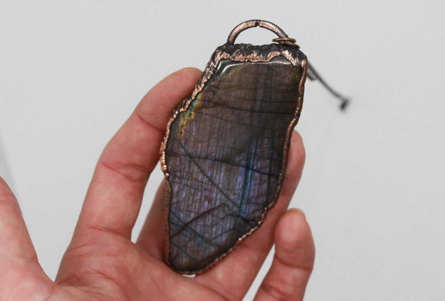 Large Purple Labradorite Slice Necklace