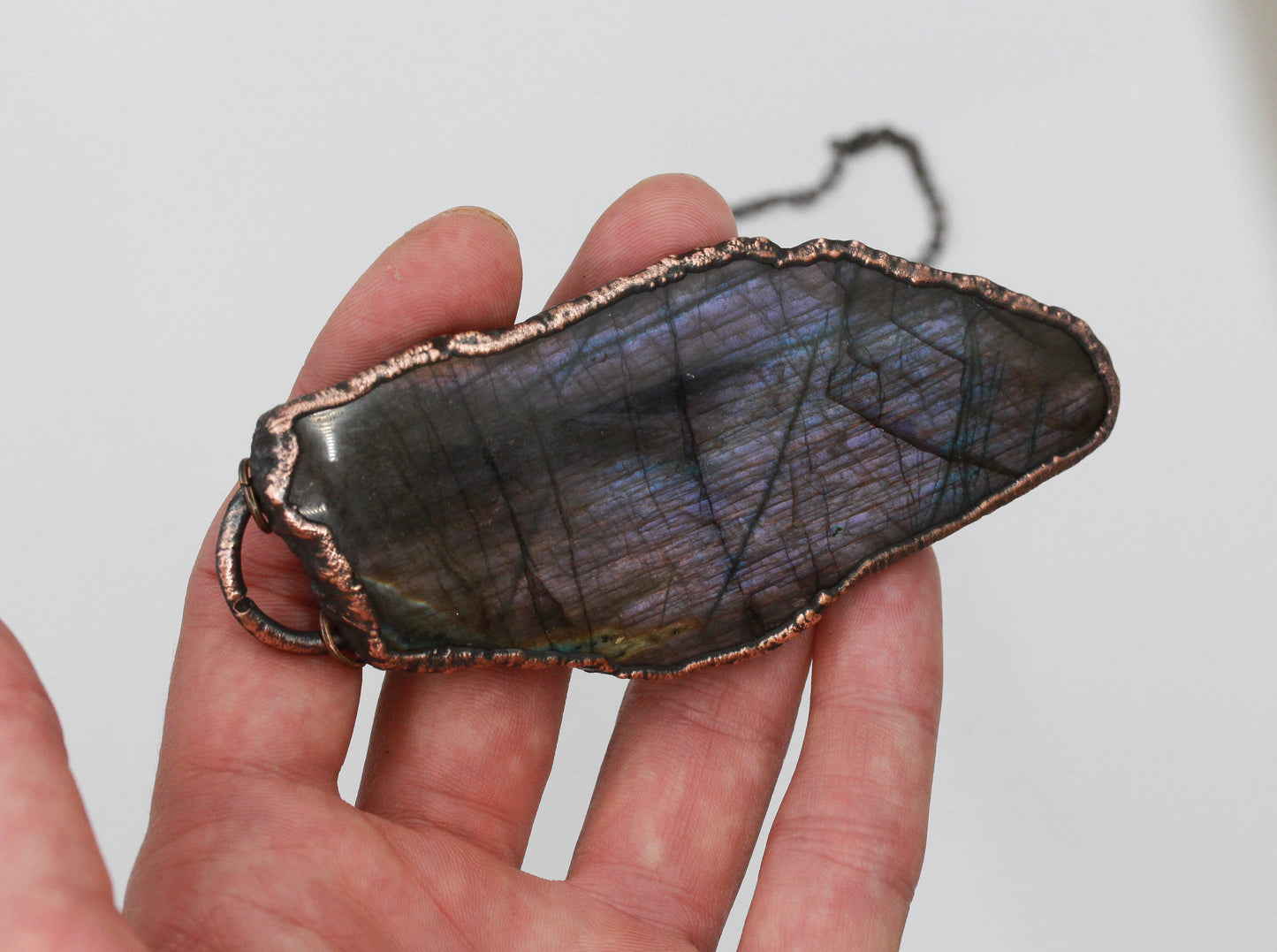 Large Purple Labradorite Slice Necklace