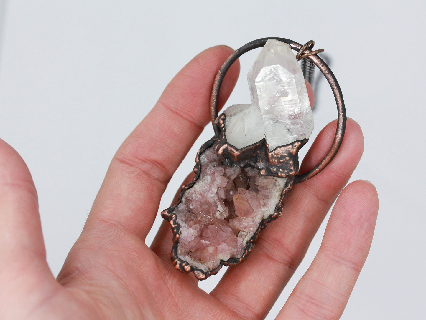 Pink Amethyst & Quartz Necklace