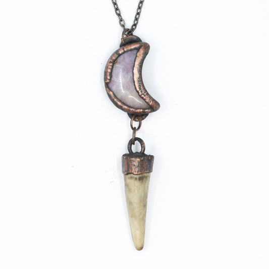 Amethyst Moon & Antler Pendant