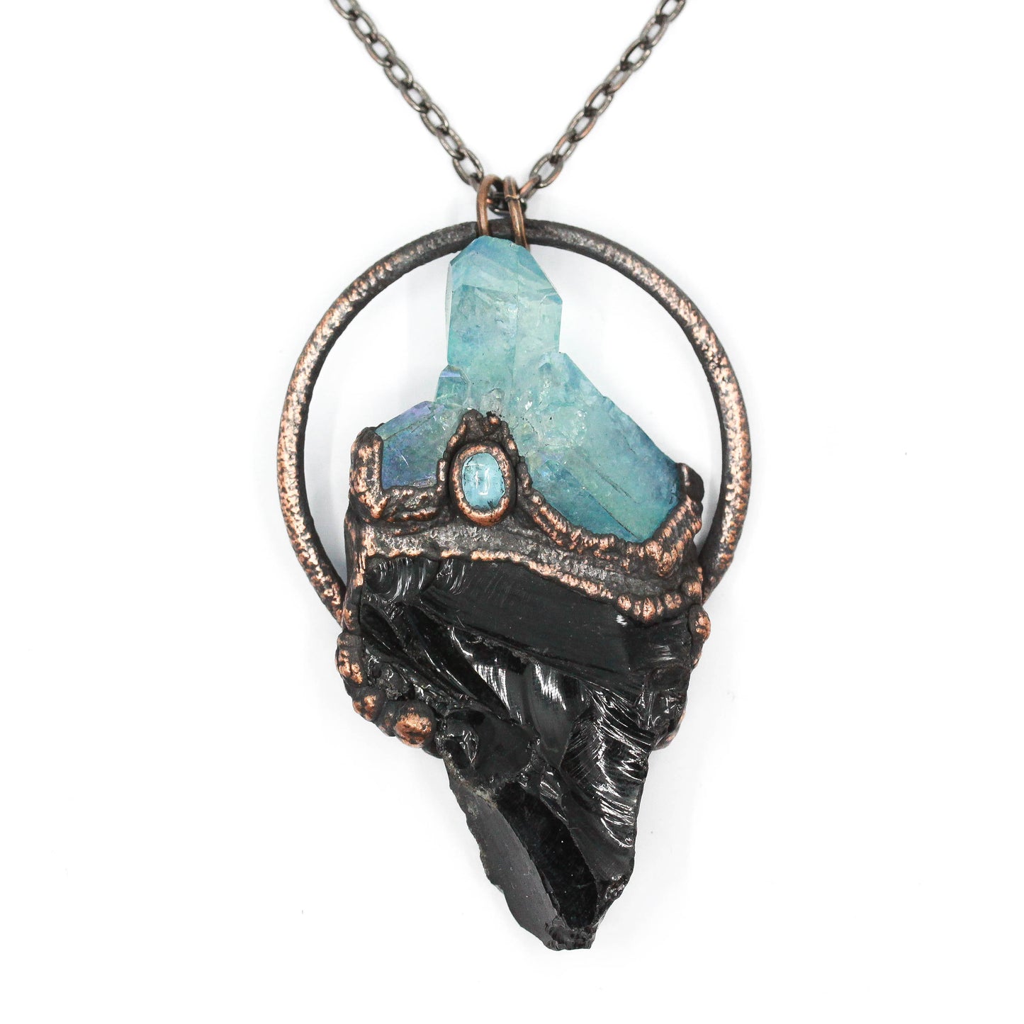 Aqua Aura Quartz & Tourmaline Necklace