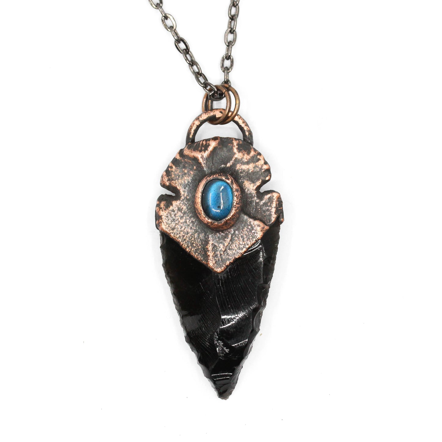 Obsidian Arrowhead & Labradorite Necklace