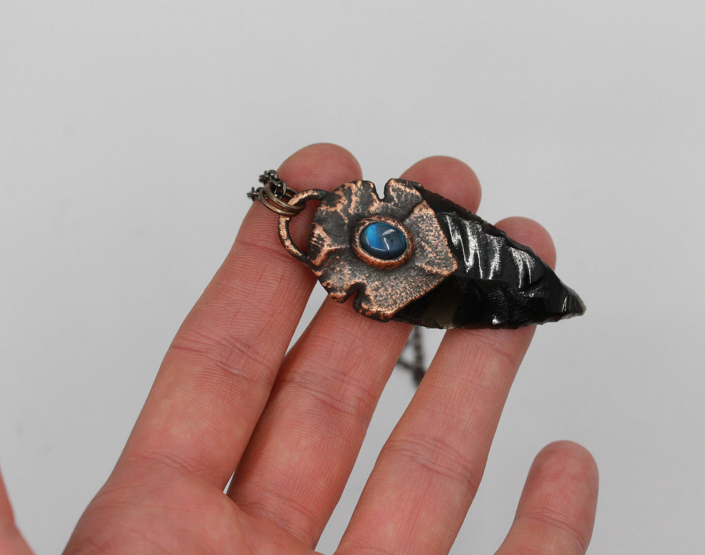 Obsidian Arrowhead & Labradorite Necklace