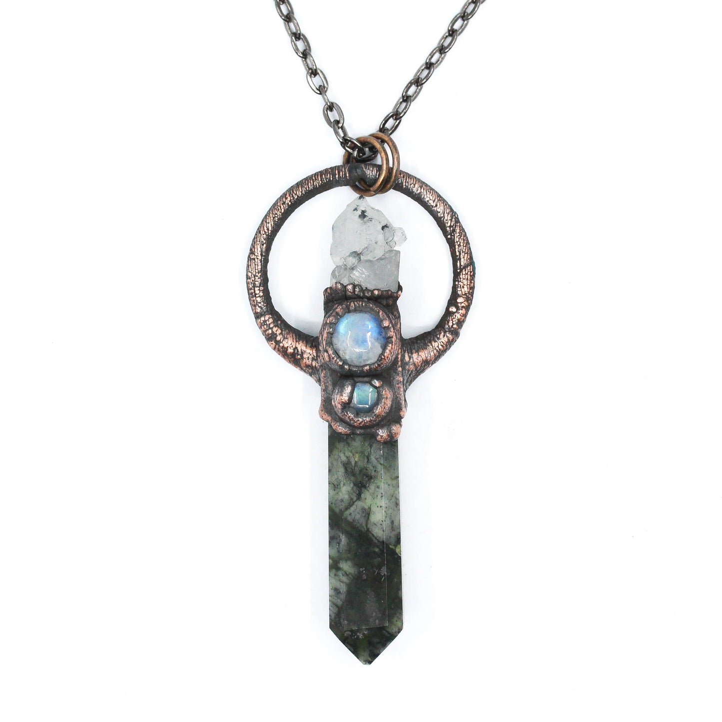 Kambaba Jasper, Quartz & Moonstone Necklace