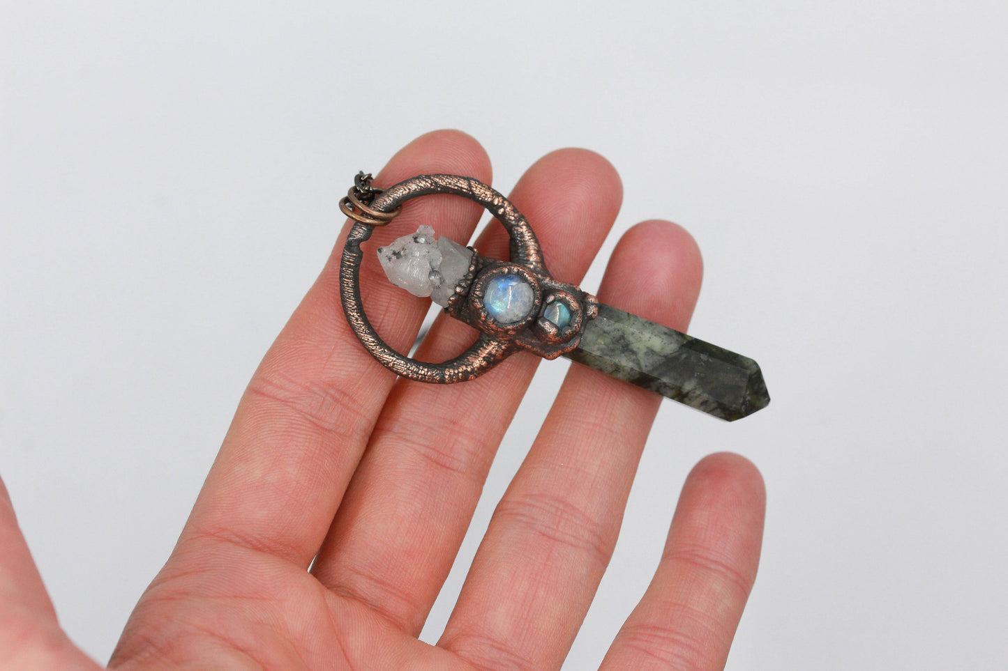 Kambaba Jasper, Quartz & Moonstone Necklace