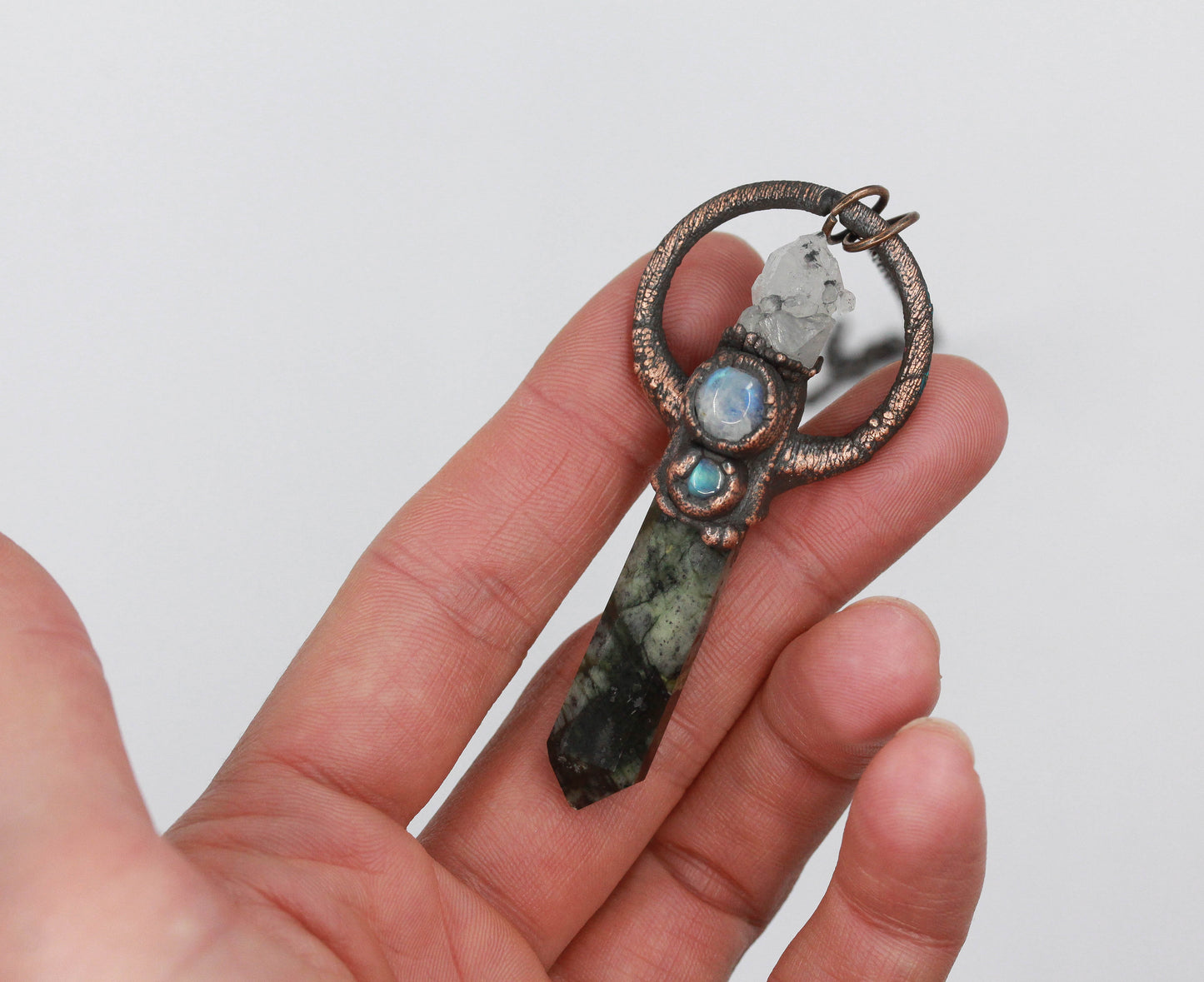 Kambaba Jasper, Quartz & Moonstone Necklace