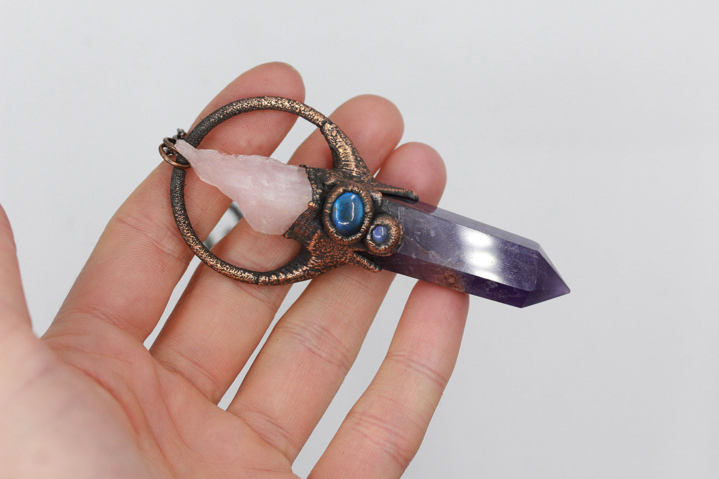 Amethyst, Rose Quartz & Labradorite Necklace