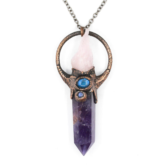 Amethyst, Rose Quartz & Labradorite Necklace