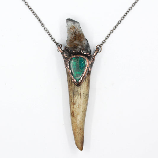 Deer Antler, Amethyst & Chrysocolla Necklace