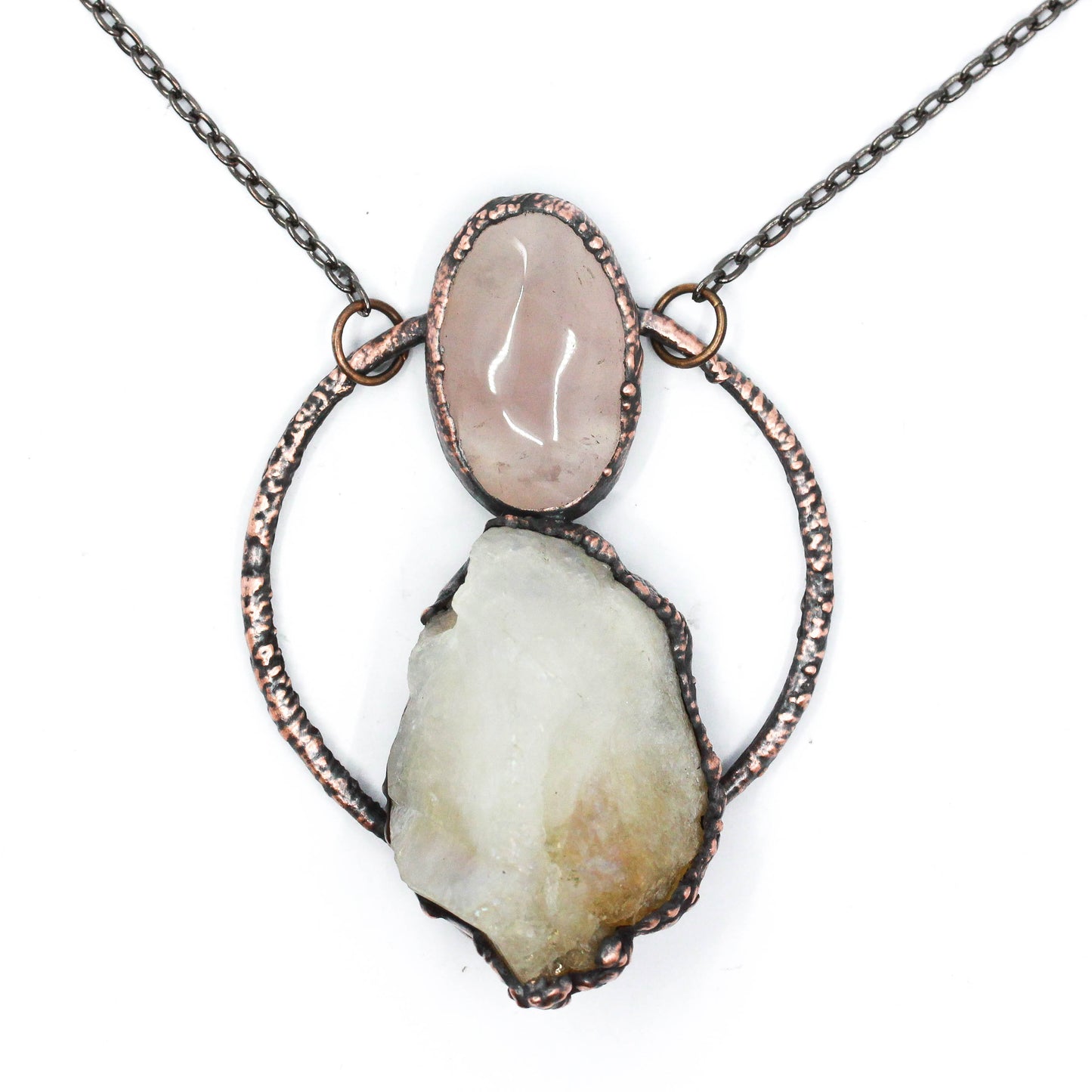 Aura Citrine & Rose Quartz Necklace