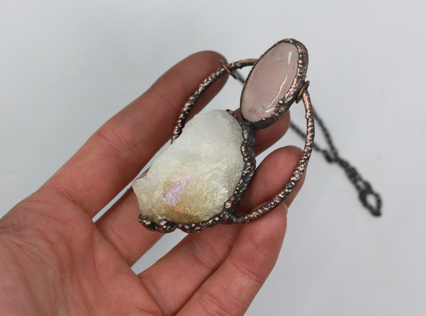 Aura Citrine & Rose Quartz Necklace