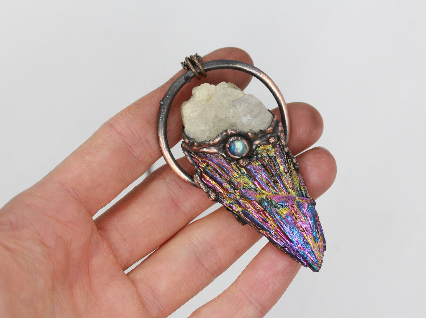 Titanium Aura Kyanite & Quartz Necklace