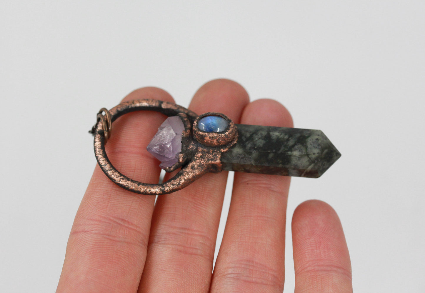 Kambaba Jasper, Amethyst & Moonstone Necklace