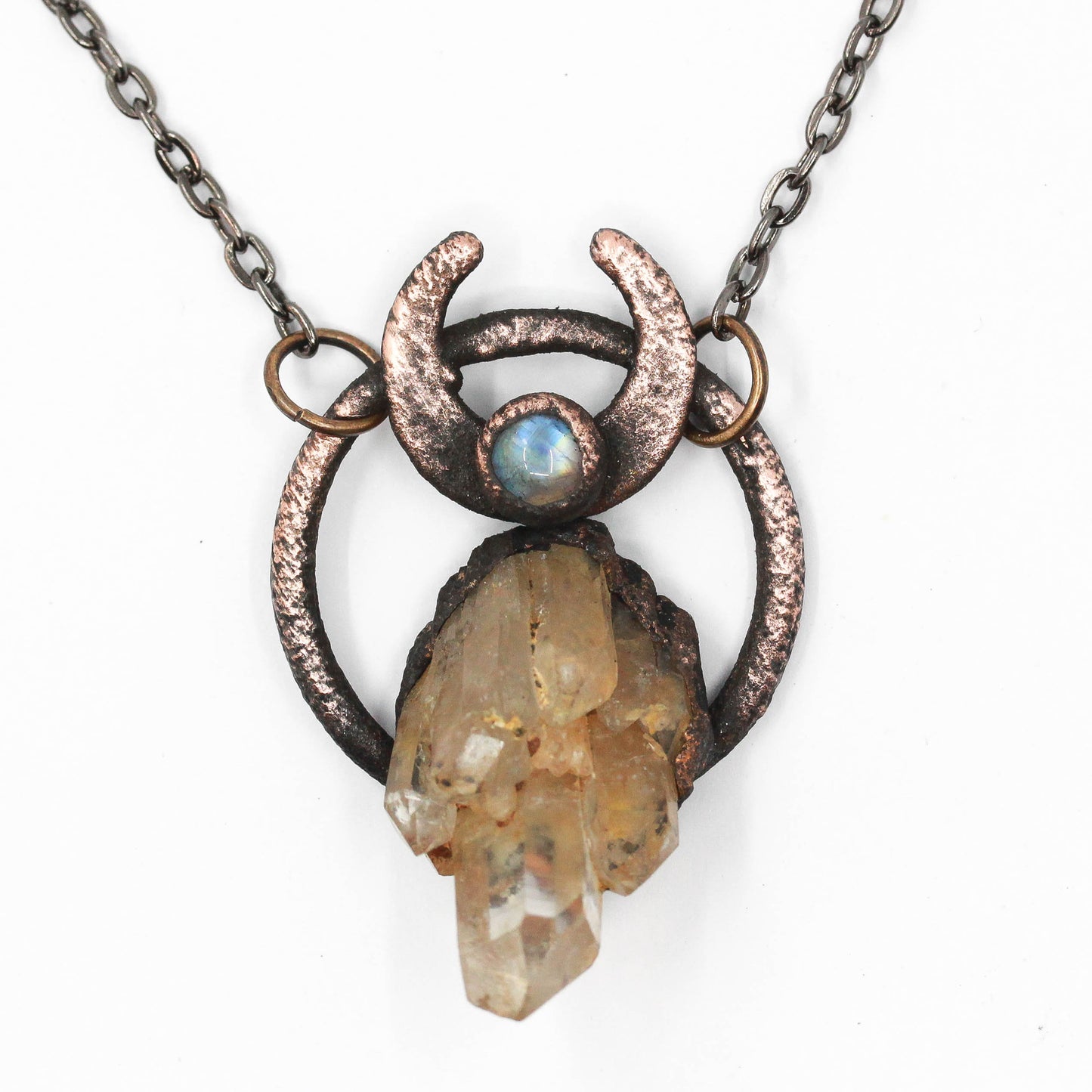 Kundalini Citrine & Moonstone Moon Necklace