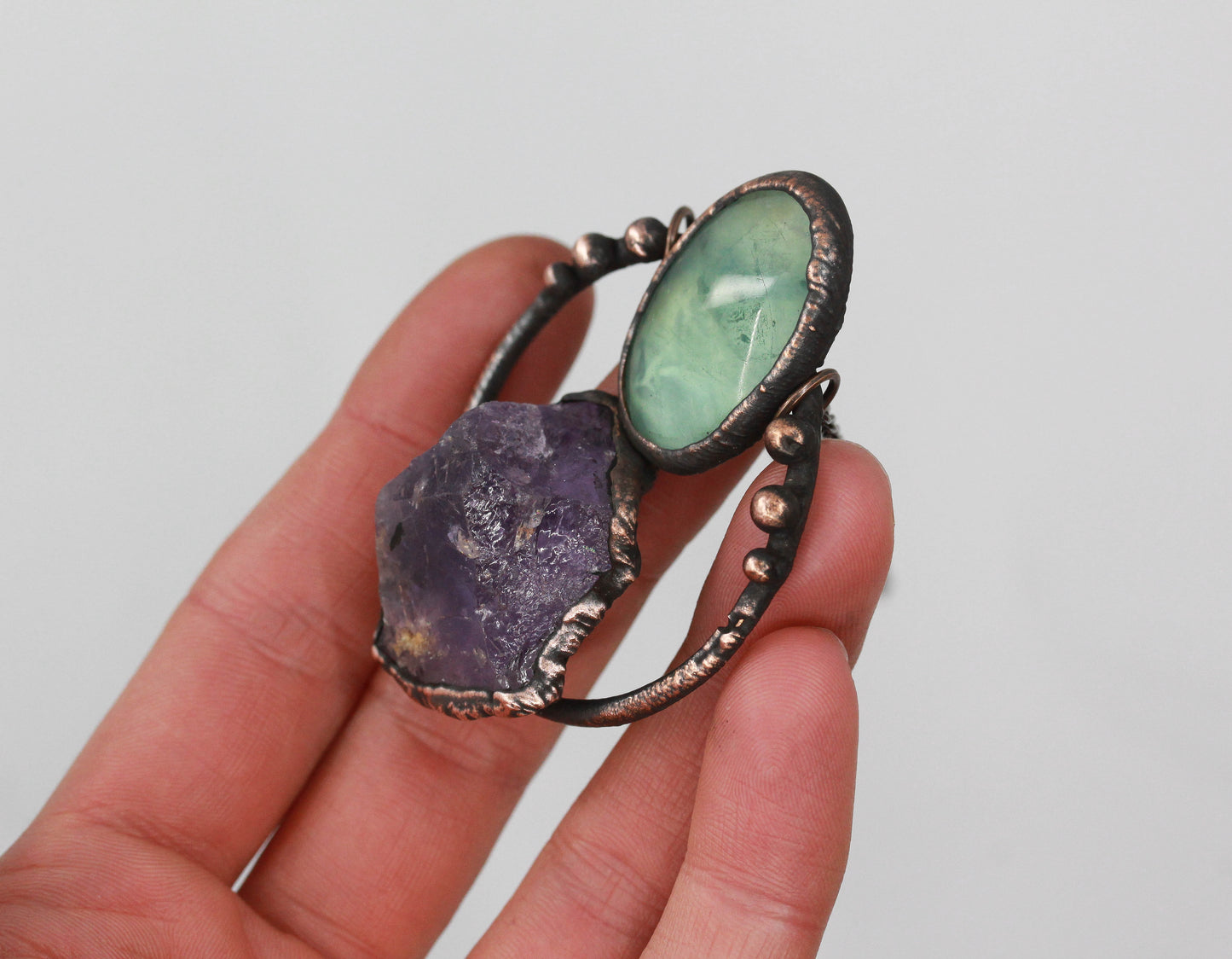 Amethyst & Fluorite Hoop Necklace