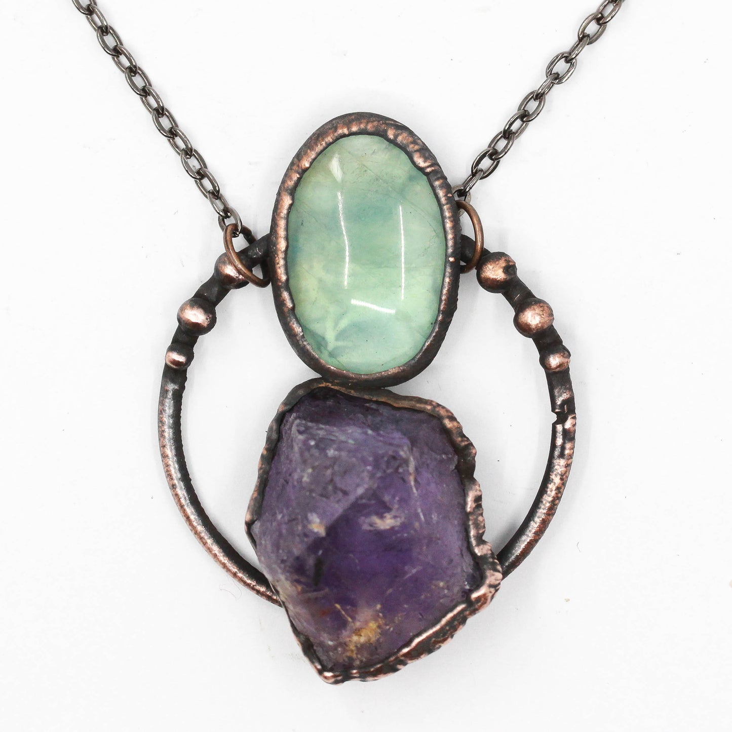 Amethyst & Fluorite Hoop Necklace