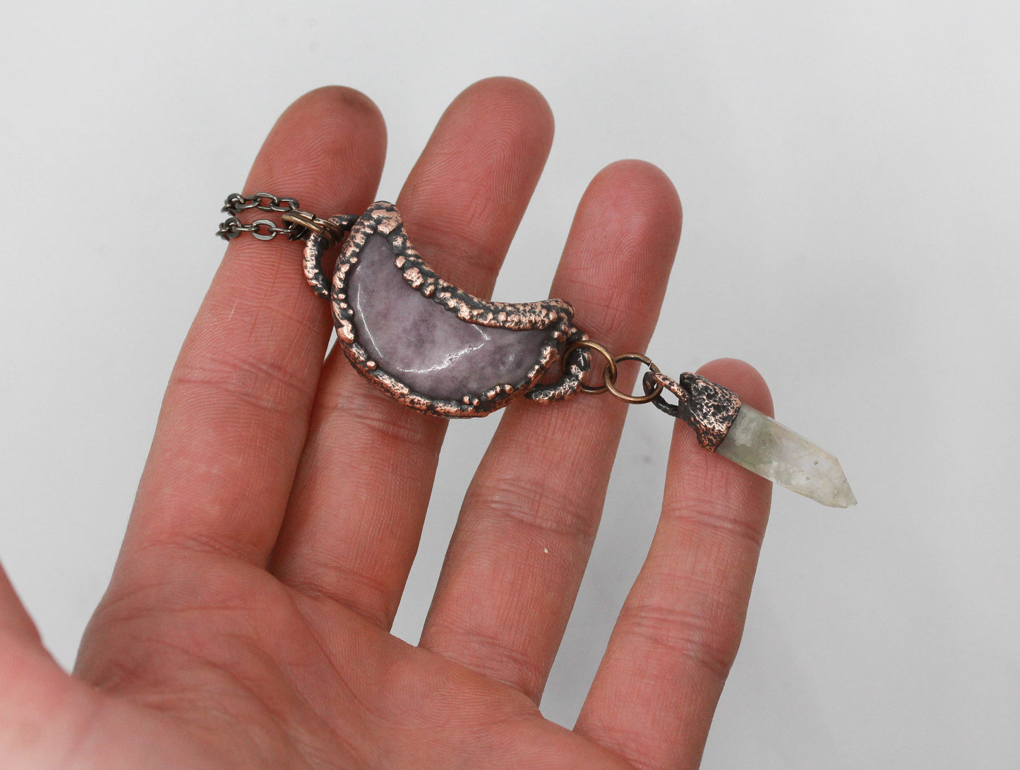 Amethyst Moon & Chlorite Quartz Pendant