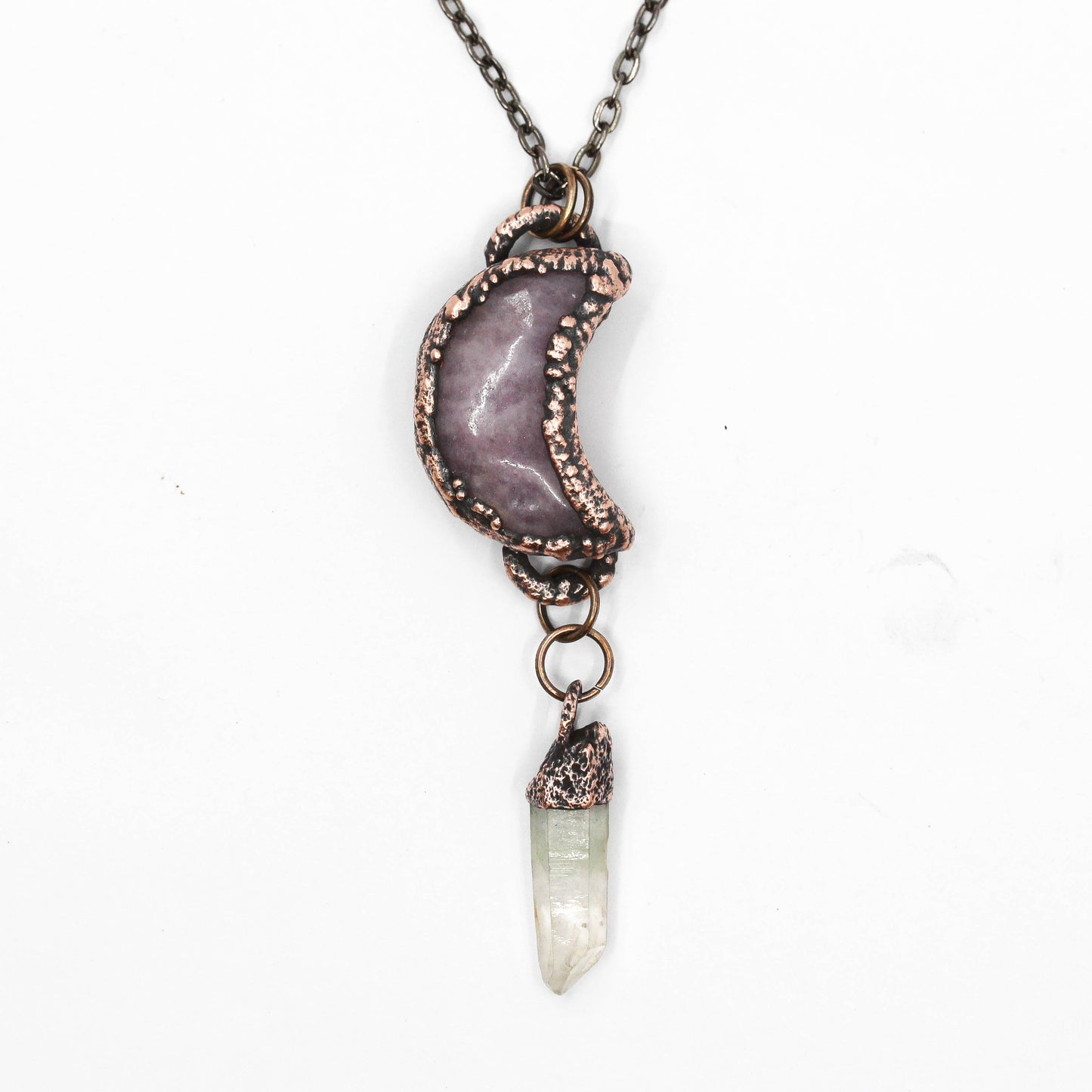 Amethyst Moon & Chlorite Quartz Pendant