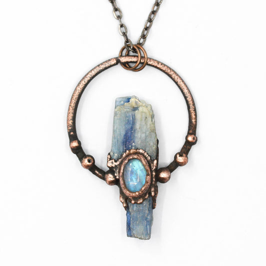 Large Kyanite & Moonstone Necklace