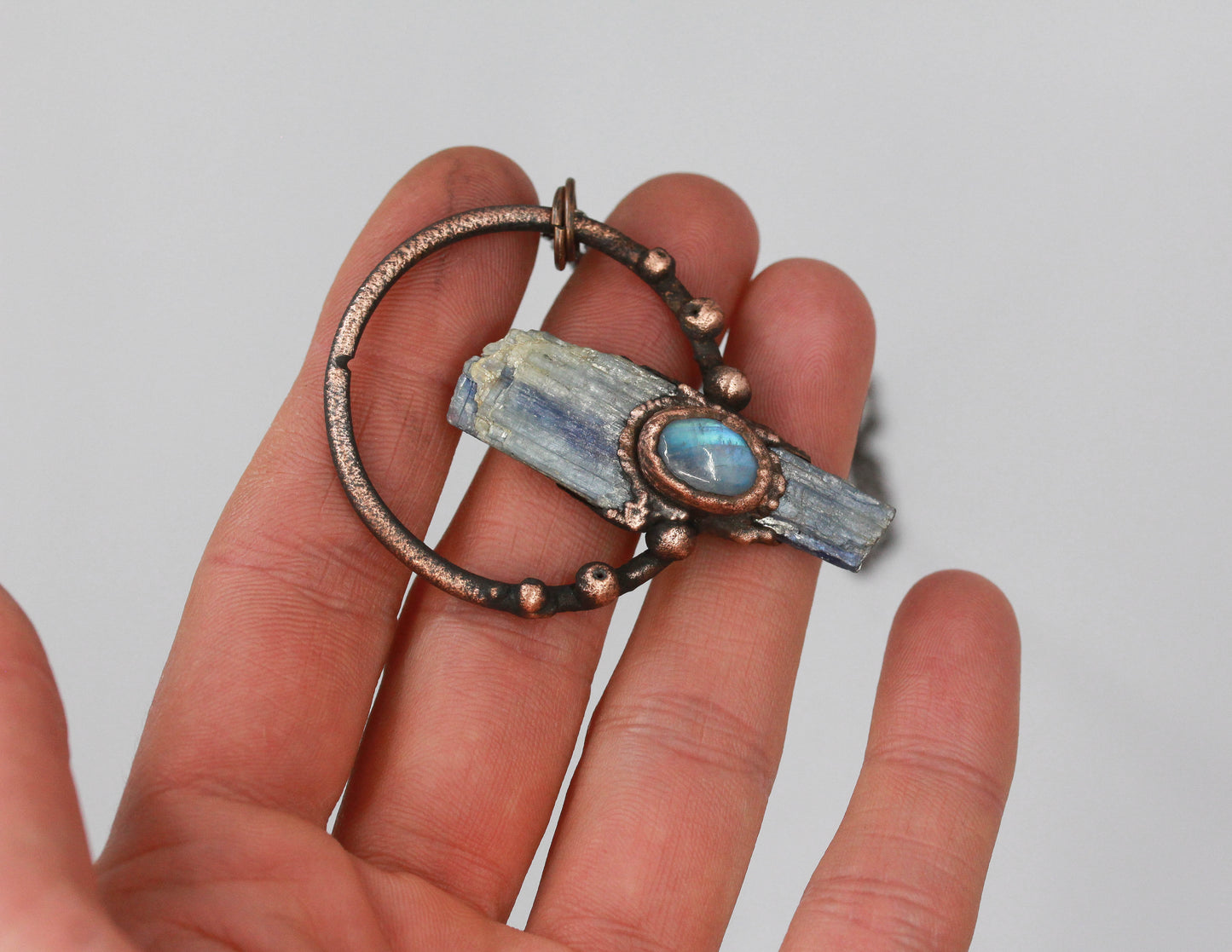 Large Kyanite & Moonstone Necklace