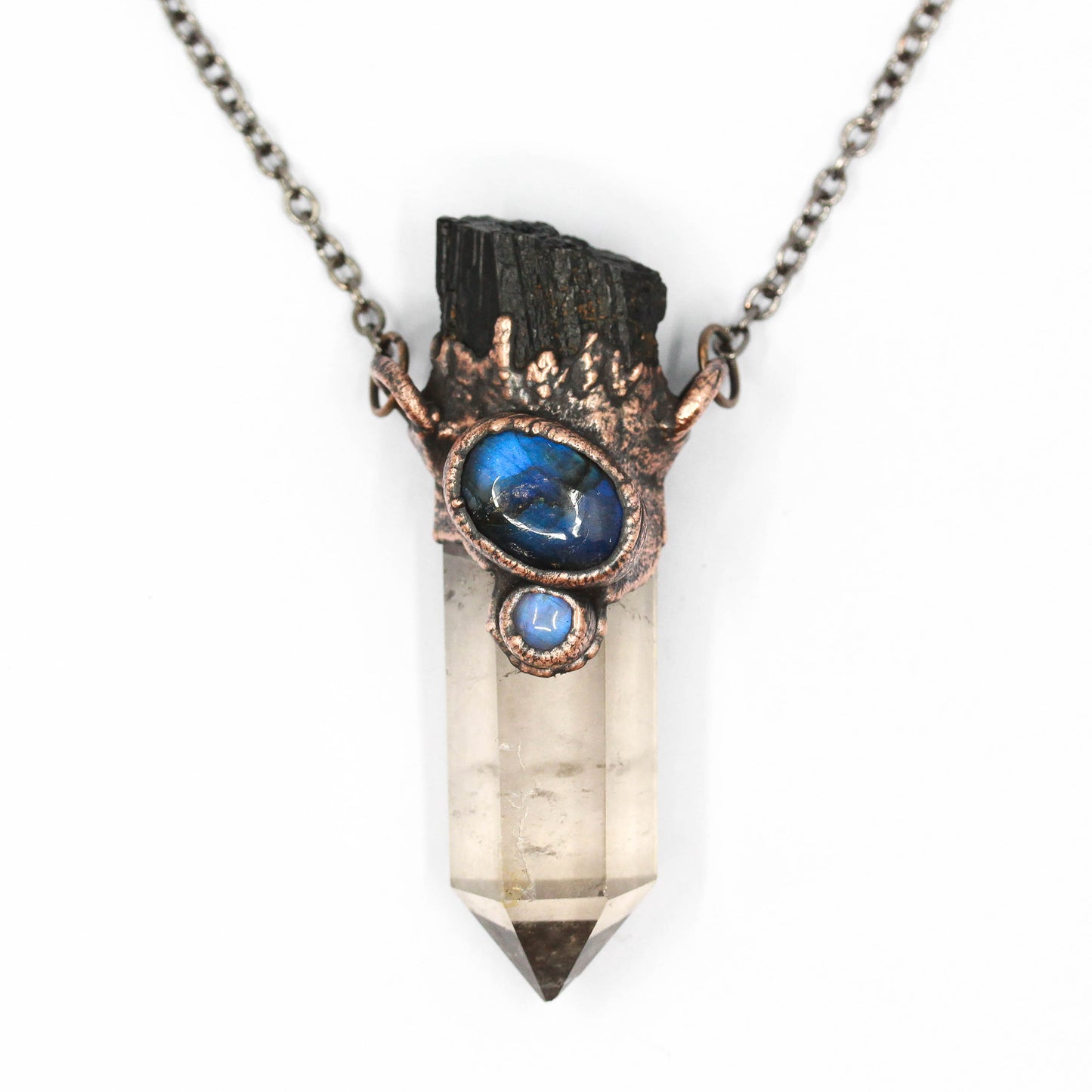 Smoky Quartz, Tourmaline & Labradorite Necklace