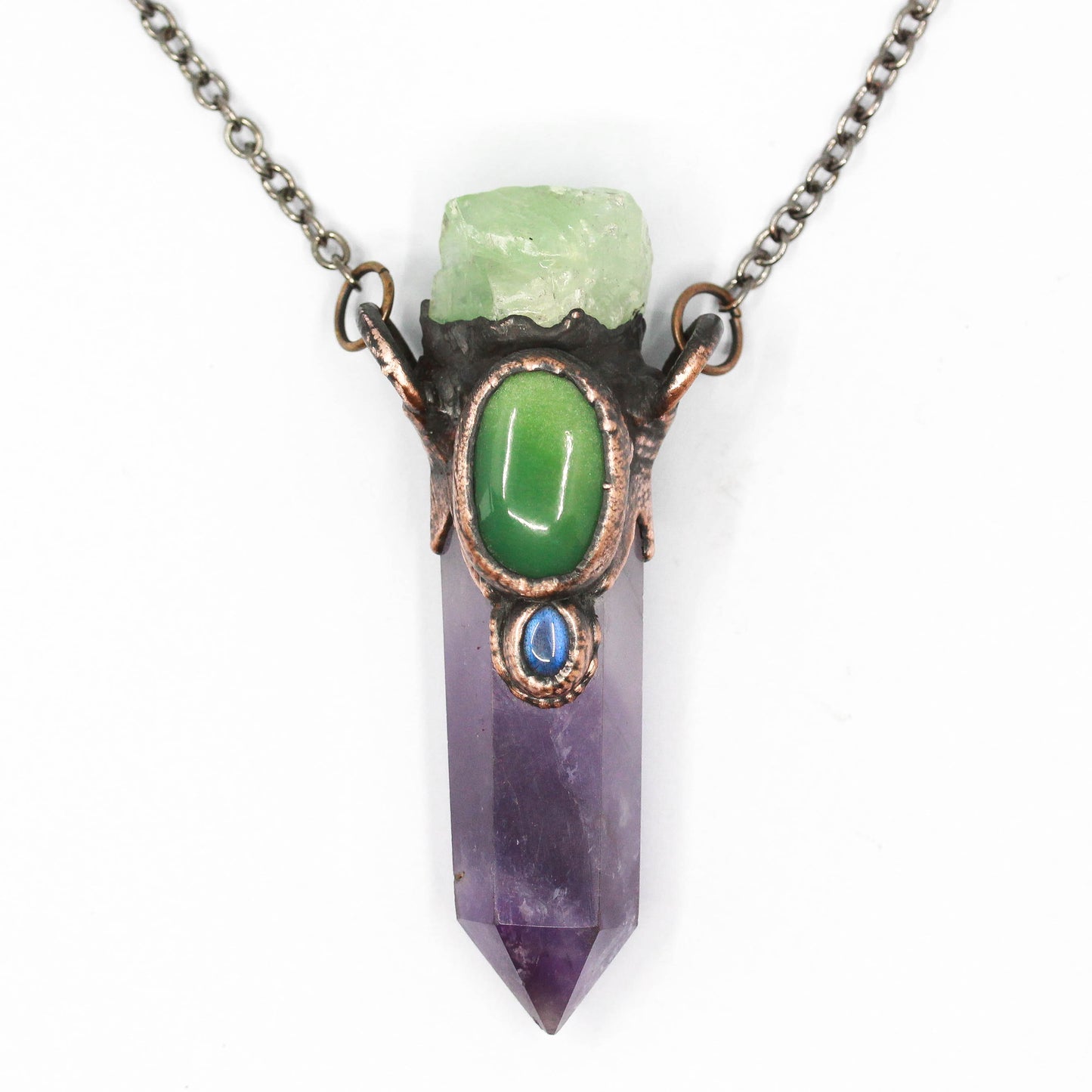 Amethyst, Chrysoprase & Calcite Necklace