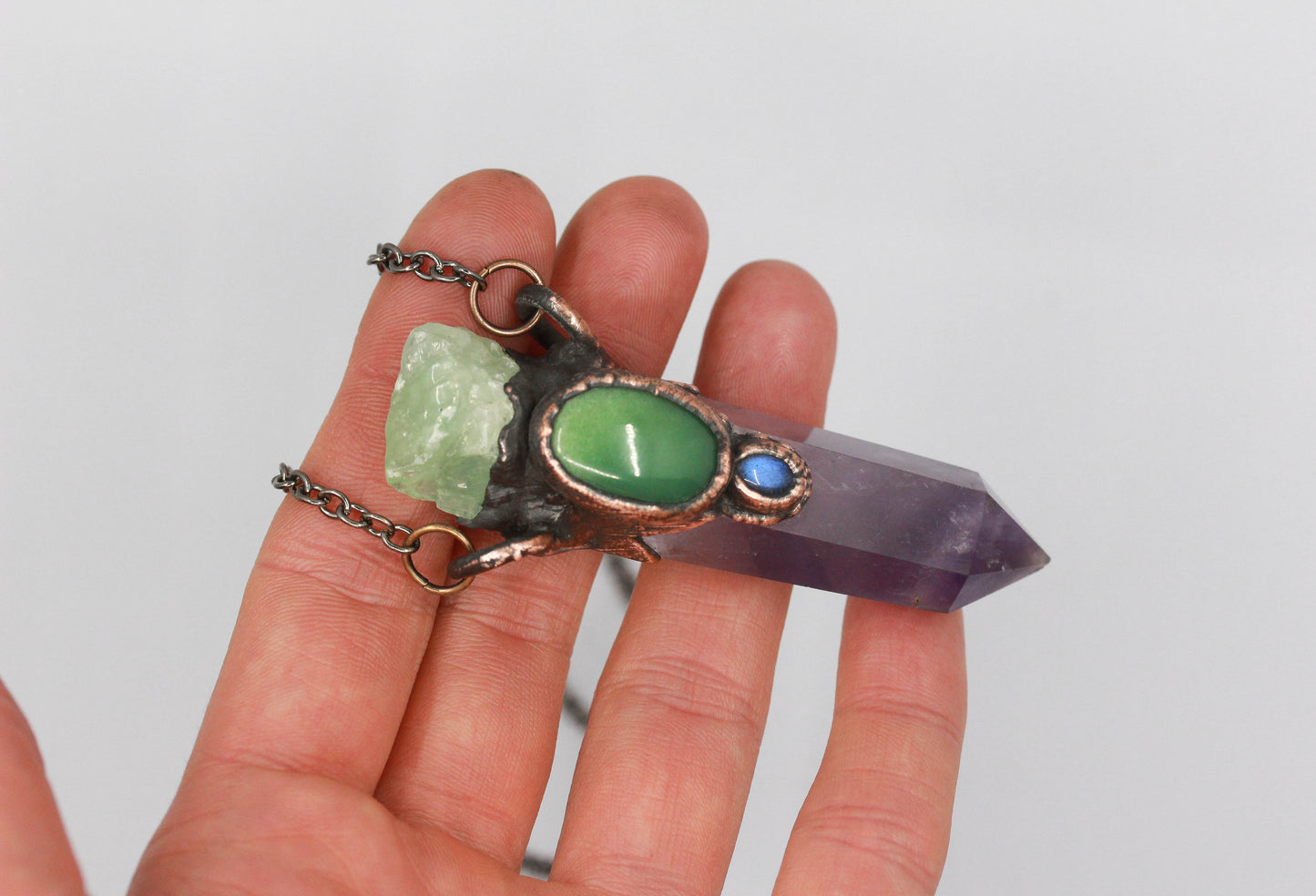 Amethyst, Chrysoprase & Calcite Necklace