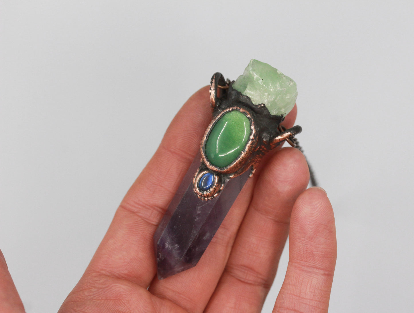 Amethyst, Chrysoprase & Calcite Necklace