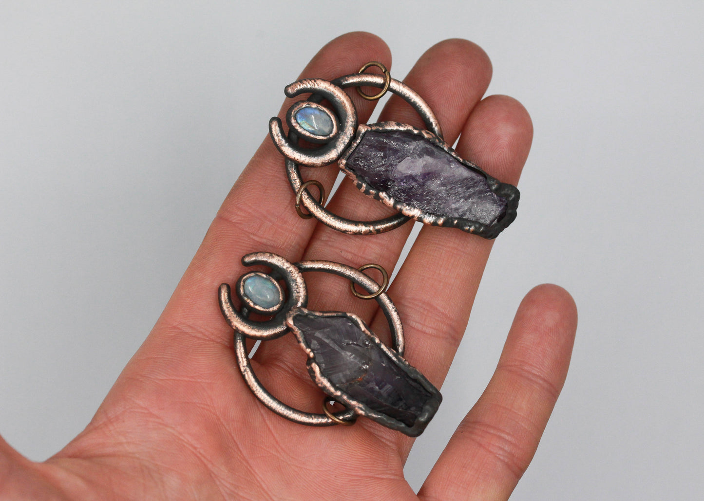 Amethyst & Labradorite Moon Necklace