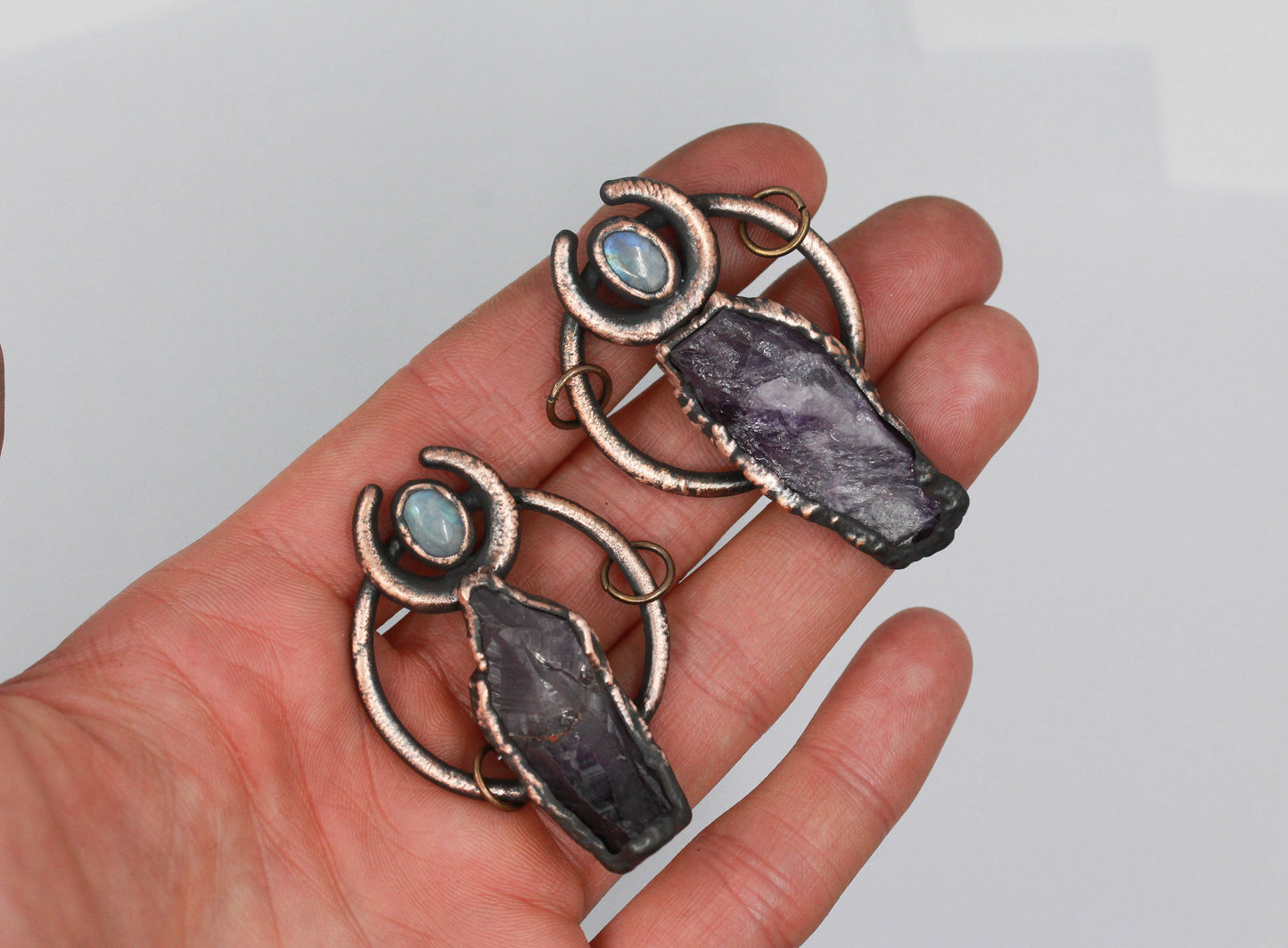 Amethyst & Labradorite Moon Necklace