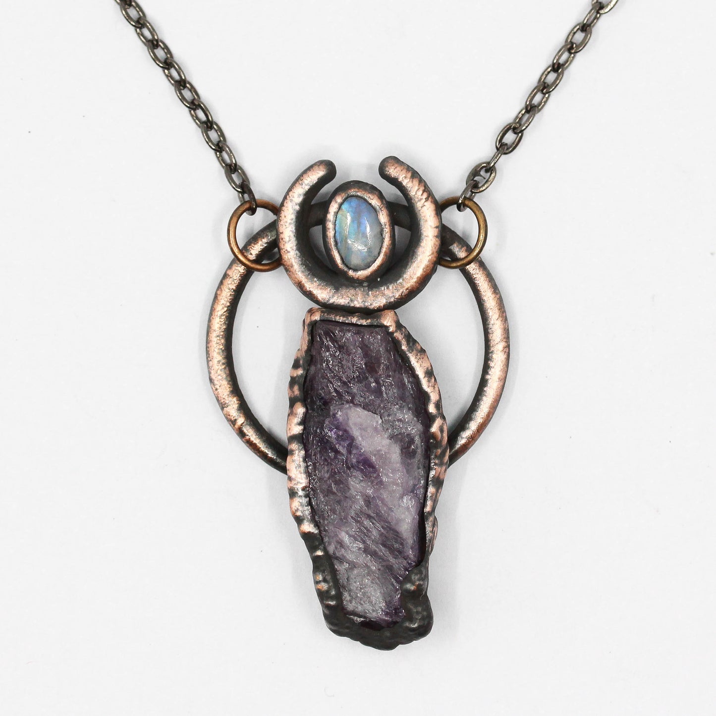 Amethyst & Labradorite Moon Necklace