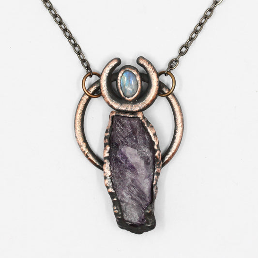 Amethyst & Labradorite Moon Necklace