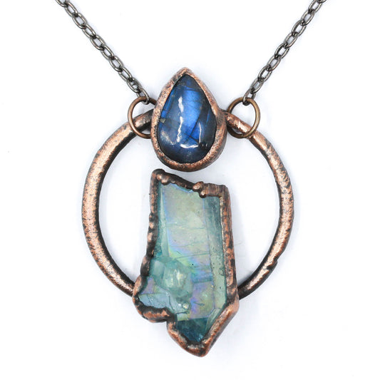 Aqua Aura Quartz & Labradorite Necklace