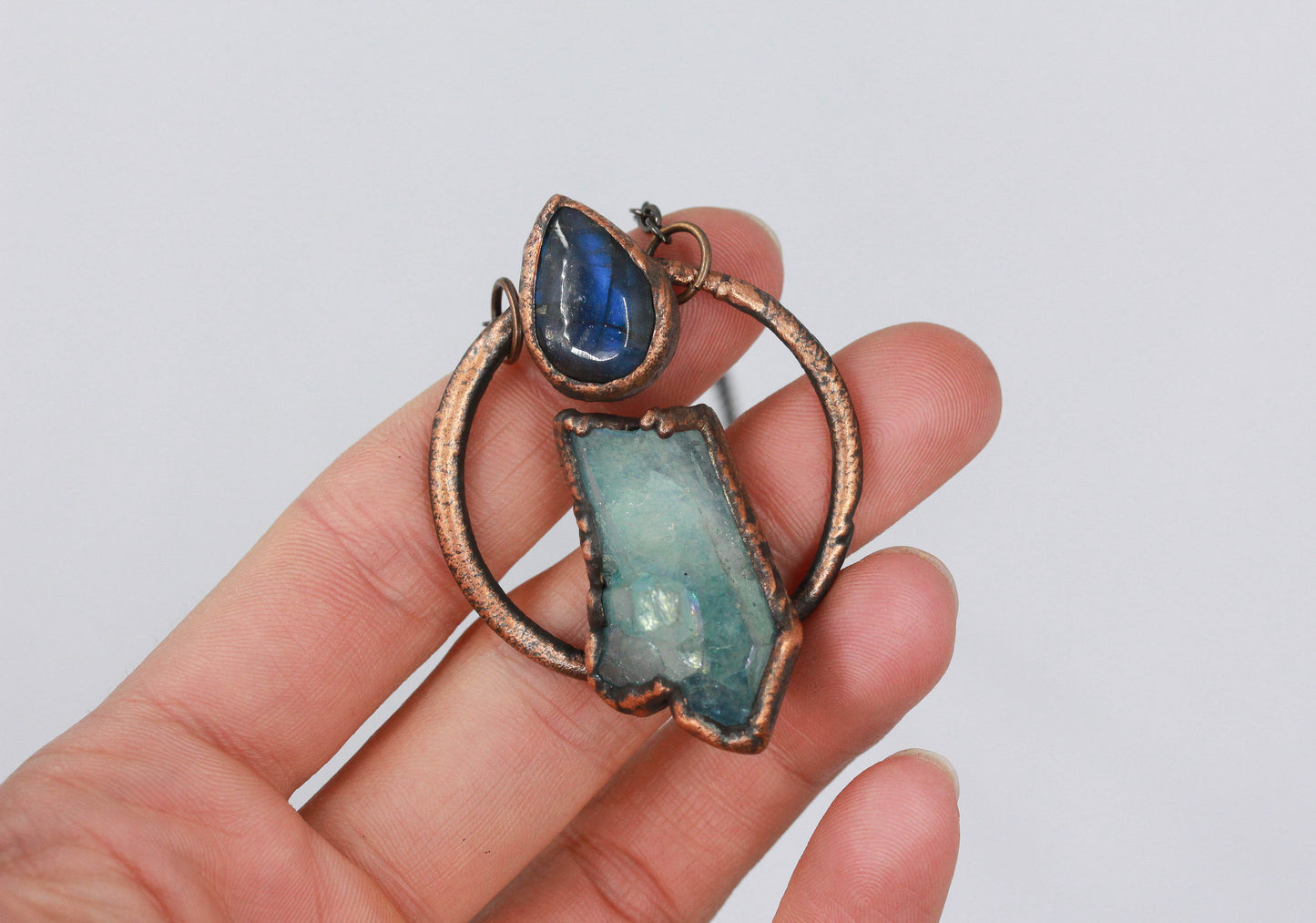 Aqua Aura Quartz & Labradorite Necklace