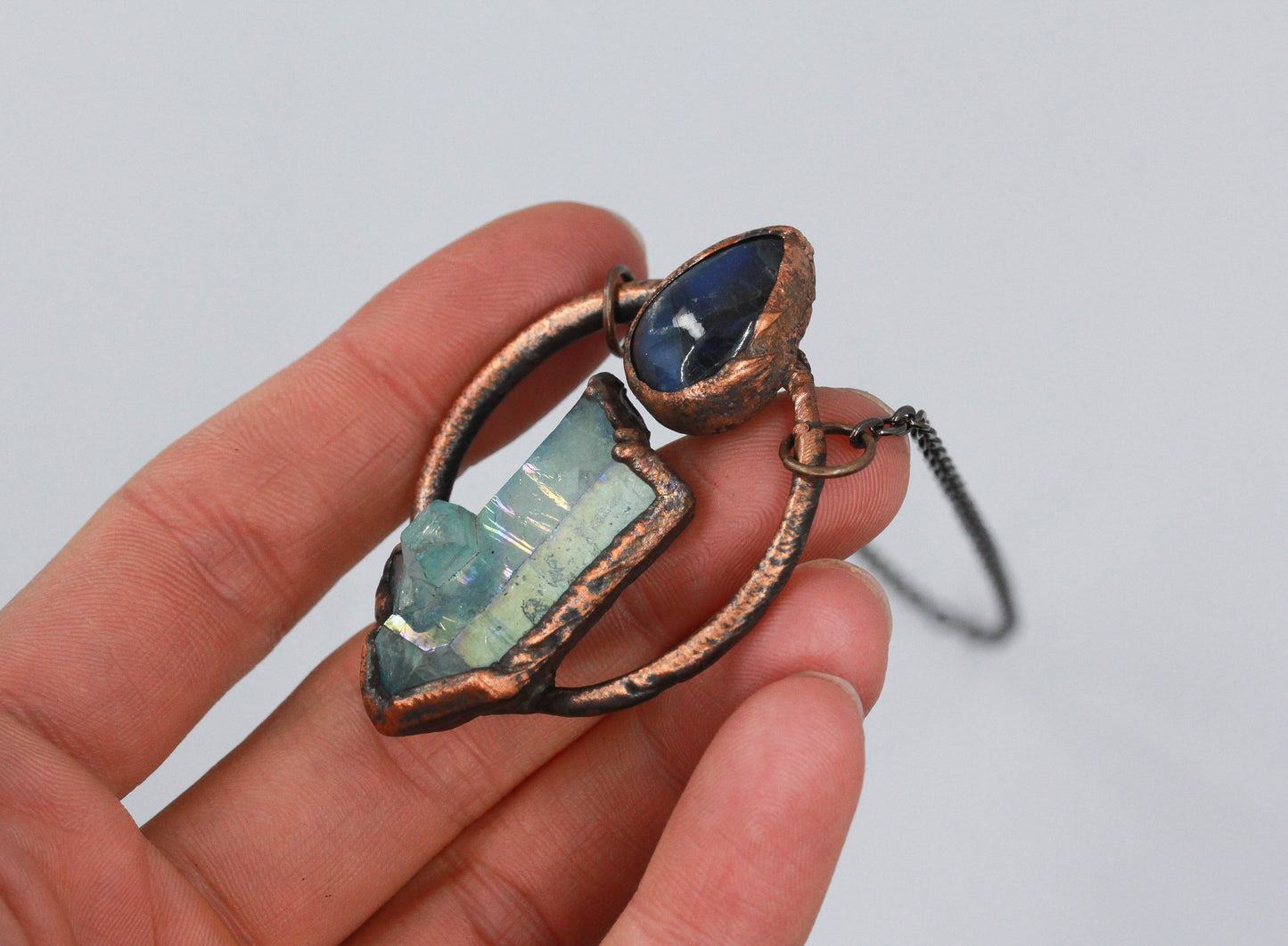 Aqua Aura Quartz & Labradorite Necklace