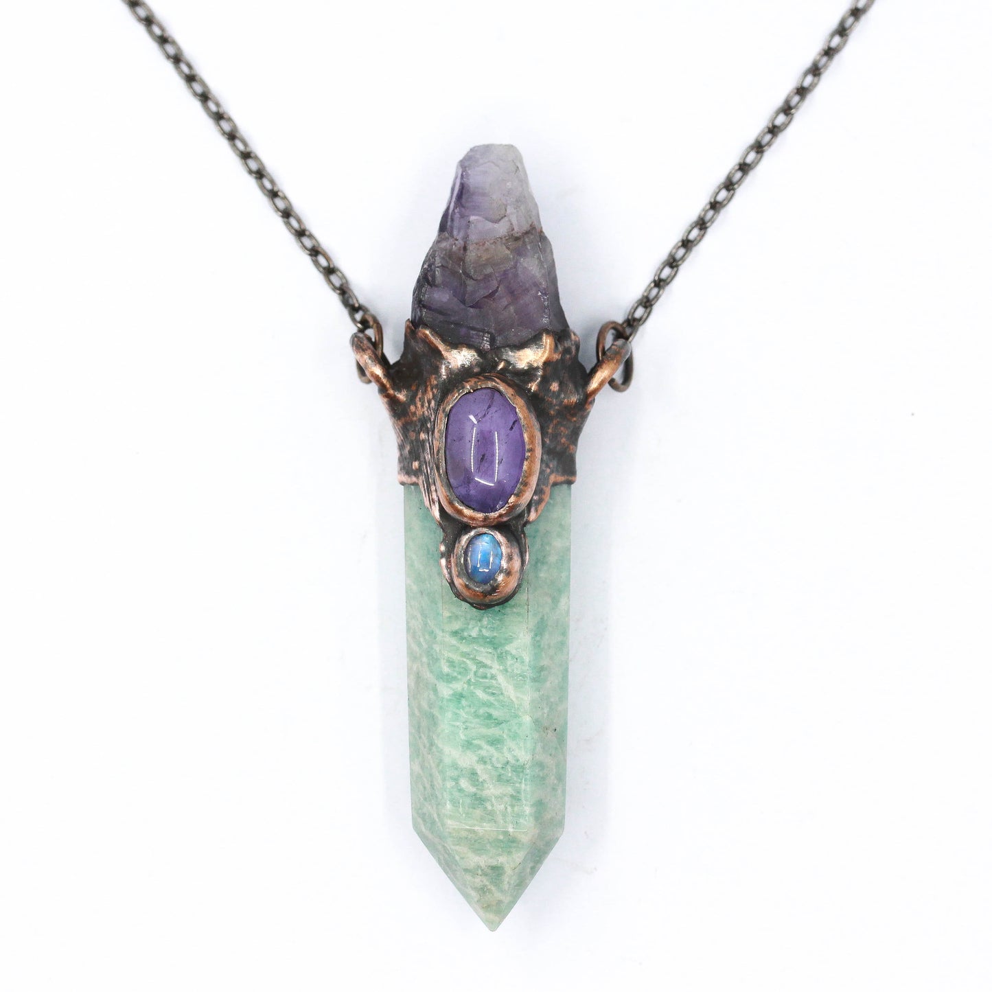 Amazonite, Amethyst & Moonstone Necklace