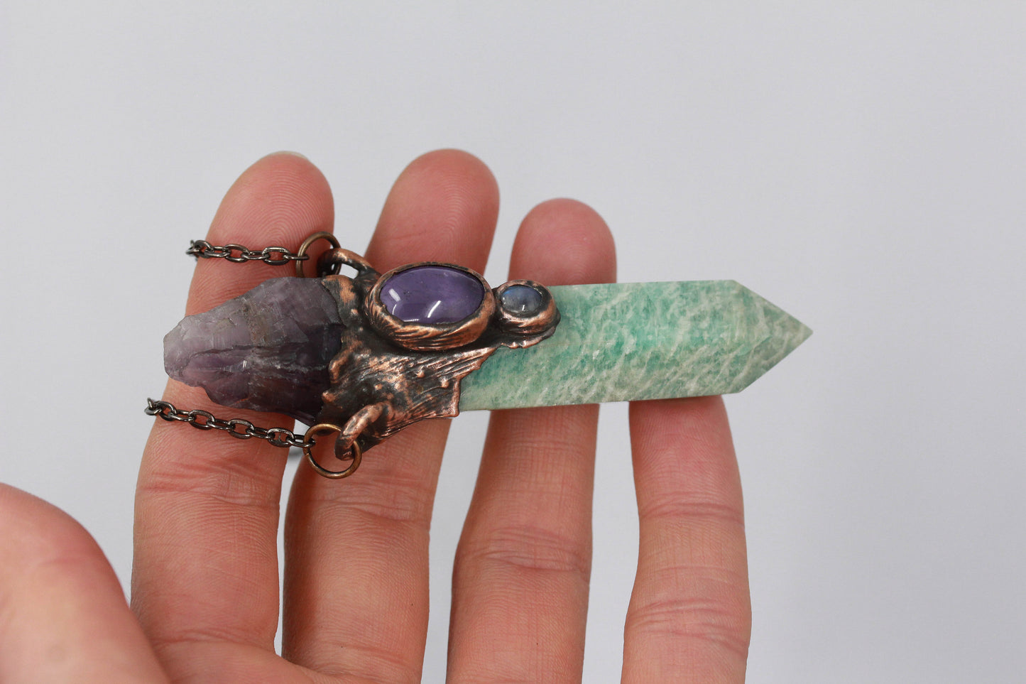 Amazonite, Amethyst & Moonstone Necklace