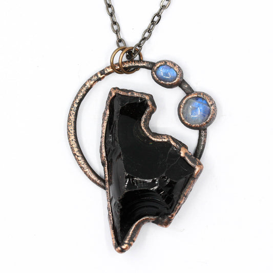 Obsidian & Moonstone Necklace