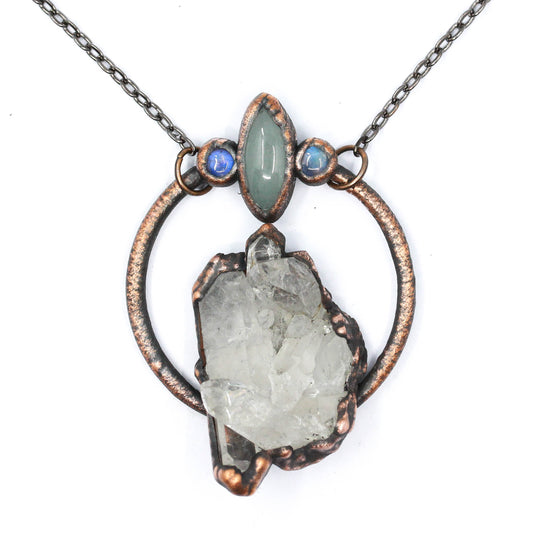 Quartz, Aquamarine & Moonstone Necklace